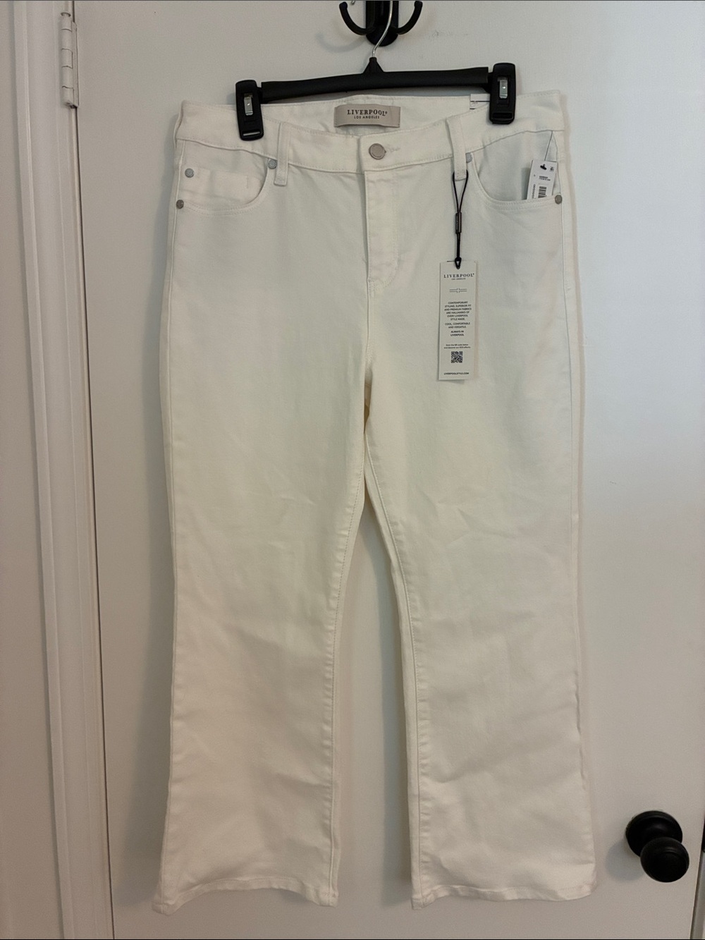 Liverpool Hannah Crop Flare Jeans White